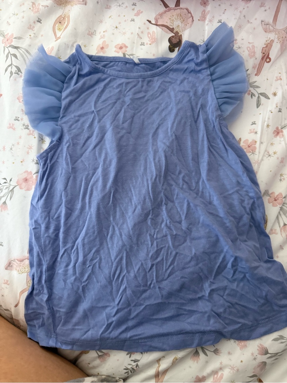 Posh Peanut Light Blue Tulle Sleeve Tank